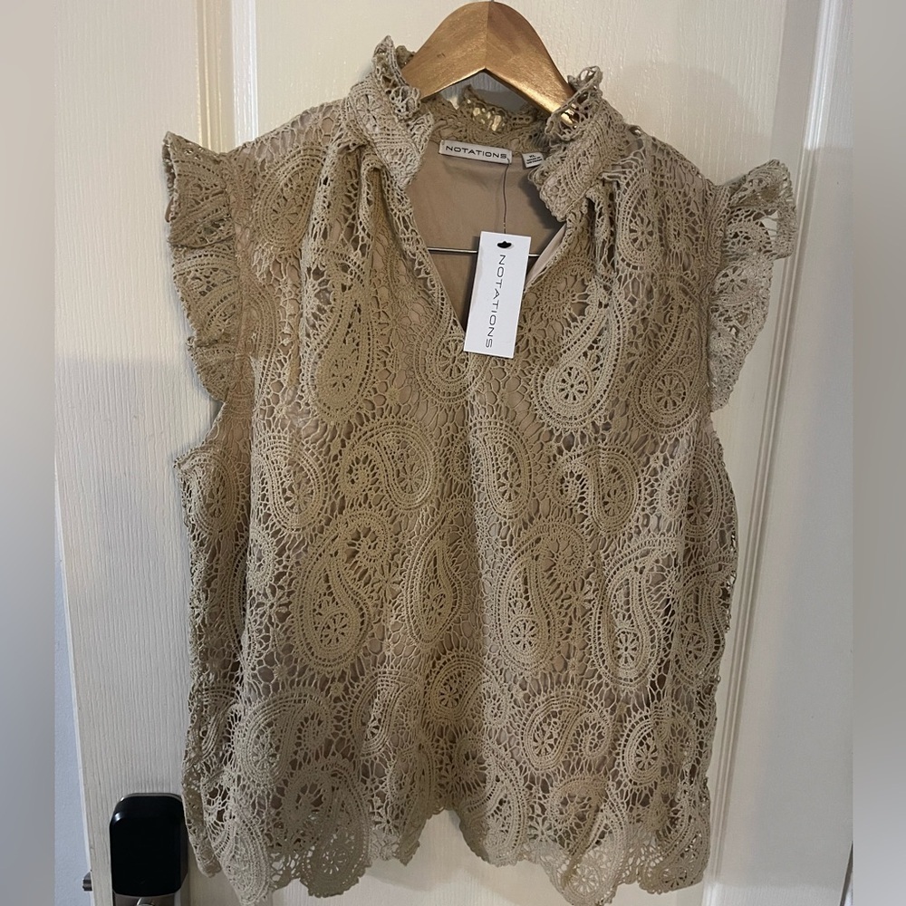 Notations‎ Women's Lace Top - Tan